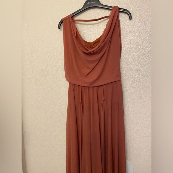 Weissman Balera Dance Costume DOUBLE COWL MESH MAXI DRESS D10454 orange adult SA - Picture 3 of 12